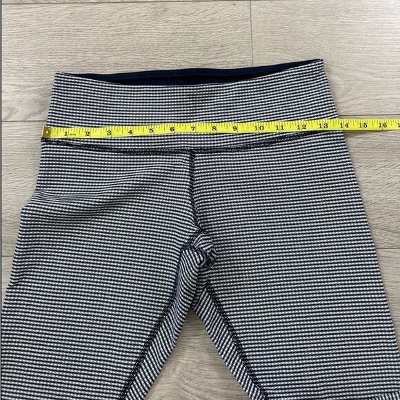 Lululemon Wunder Under Crop Leggings Gingham Luon White Blue - Picture 10 of 14